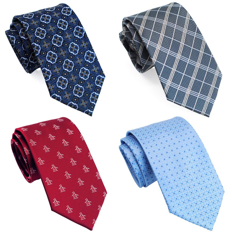 ZENXUS 70 inch XXL Long Neckties, Extra Long Ties for Big and Tall Men, Red, Blue, Navy, 4-Pack - Image 1